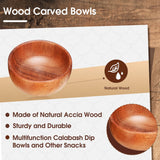 Skylety 10 Pcs Acacia Wooden Bowls Small Calabash Bowls Round Wood Salad Bowl Hand Carved Calabash Dip Tray for Serving Popcorn Pasta Candy Cereal Skylety