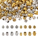Craftdady 160Pcs Tibetan Alloy Barrel Spacer Beads 16 Styles Large Hole Retreo Metal Barrel Tube European Beads for Jewelry Crafts Making, Hole: Craftdady