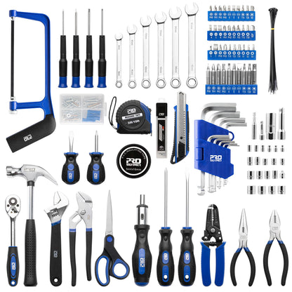 216-Piece Household Tool Kit, Prostormer Multi-Purpose DIY Home/Auto Repairing Hand Tool Set with Hammer, Pliers, Screwdriver Set, Wrench Sockets and - WoodArtSupply