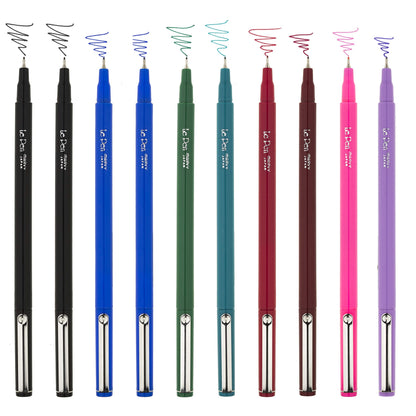 Uchida 430010A , Le Pen, 0.3 Millimeter point, Pen Set, 10 Pack, Multicolor - WoodArtSupply