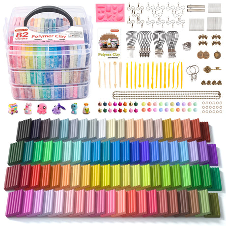 Polymer Clay, Shuttle Art 82 Colors Oven Bake Modeling Clay, Creative Clay Kit with 19 Clay Tools and 16 Kinds of Accessories, Non-Toxic, Non-Sticky, Shuttle Art