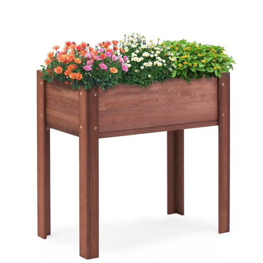 Raised Garden Bed with Legs (31x16x31''), Solid Wood Elevated Planter Box for Outdoor