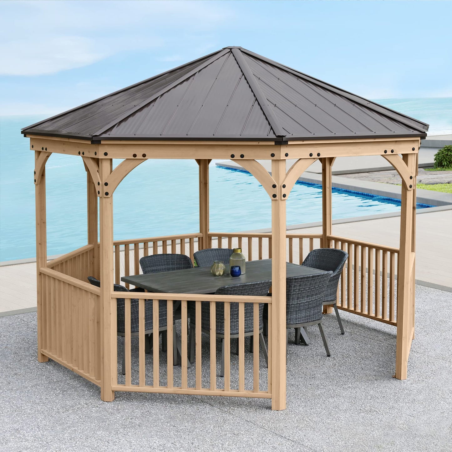 Yardistry Meridian 12' Octagon Gazebo - WoodArtSupply