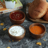 LAVAUX DESIGNS Set of 6 Acacia wood small bowls, 4 fl oz 3.25 * 2 inches | Hand carved wooden Kitchen Mini Cups for Dips, Sauce, Nuts, Prep, Spice & LAVAUX DESIGNS