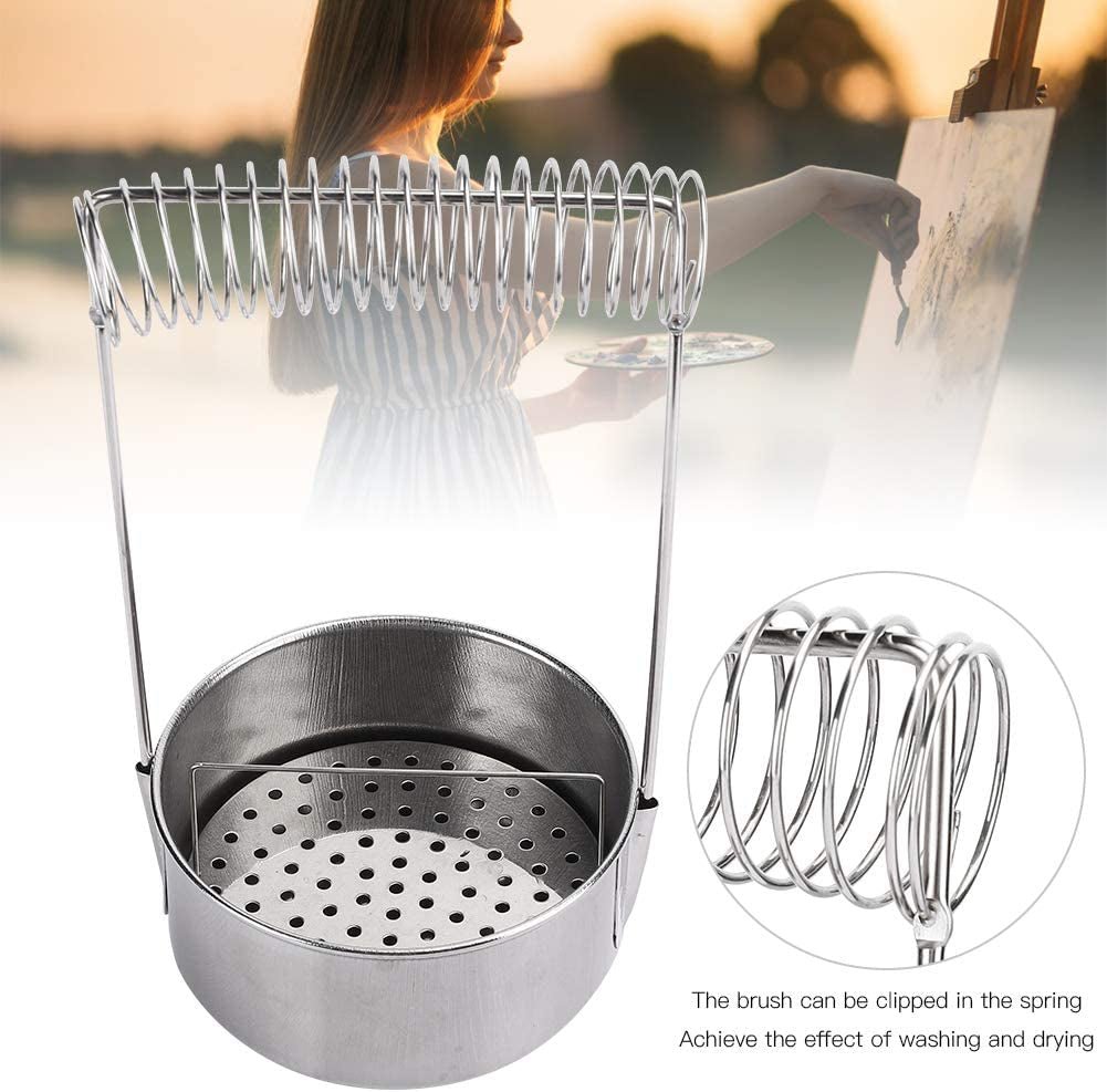 Artist Portable Brush Washer Art Paint Brush Washer Cleaner Holderwith Large Capacity Wash Tank Brush Organizer Holder for Paint Brushes Cleaning WoodArtSupply