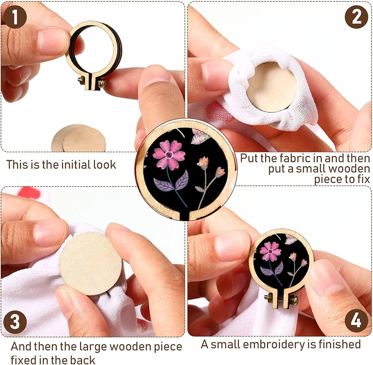 Mini Embroidery Hoop Mini Wood Hoop Ring Wooden round Crossing Stitch Hoop Small Display Frame Circle for DIY Pendant Embroidery Frame Craft (1.2 X 1 Inch, 20 Pieces) - WoodArtSupply