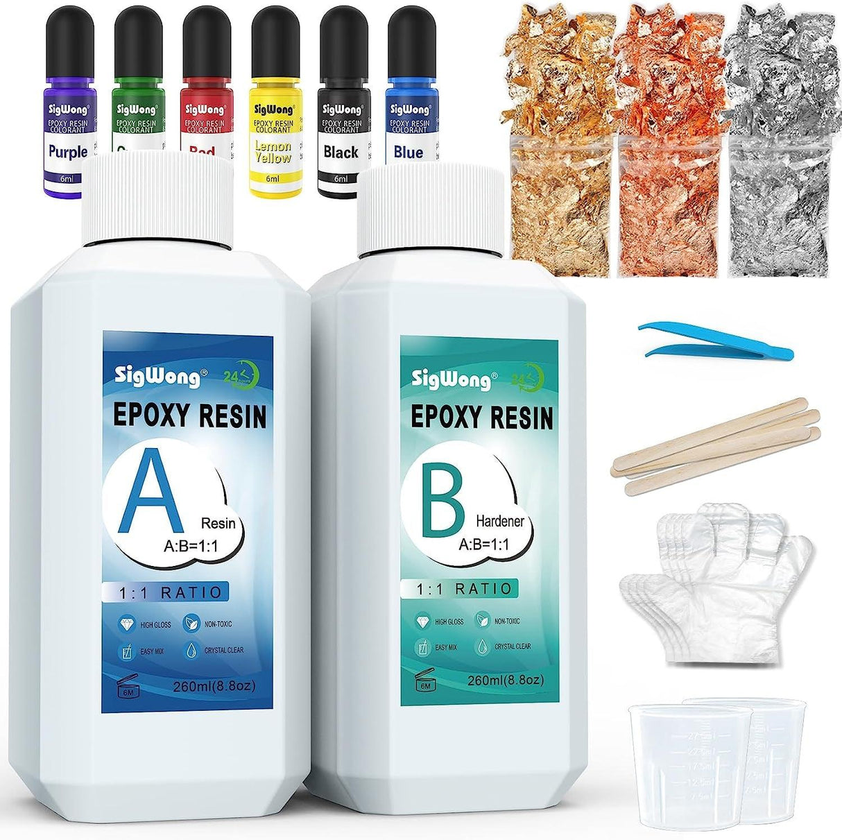 Epoxy Resin Clear Crystal Coating Kit 17.6Oz 2 Part Casting Resin for Art, Craft, Jewelry Making WoodArtSupply