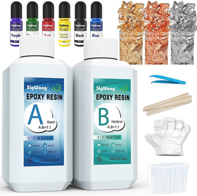 Epoxy Resin Clear Crystal Coating Kit 17.6Oz 2 Part Casting Resin for Art, Craft, Jewelry Making