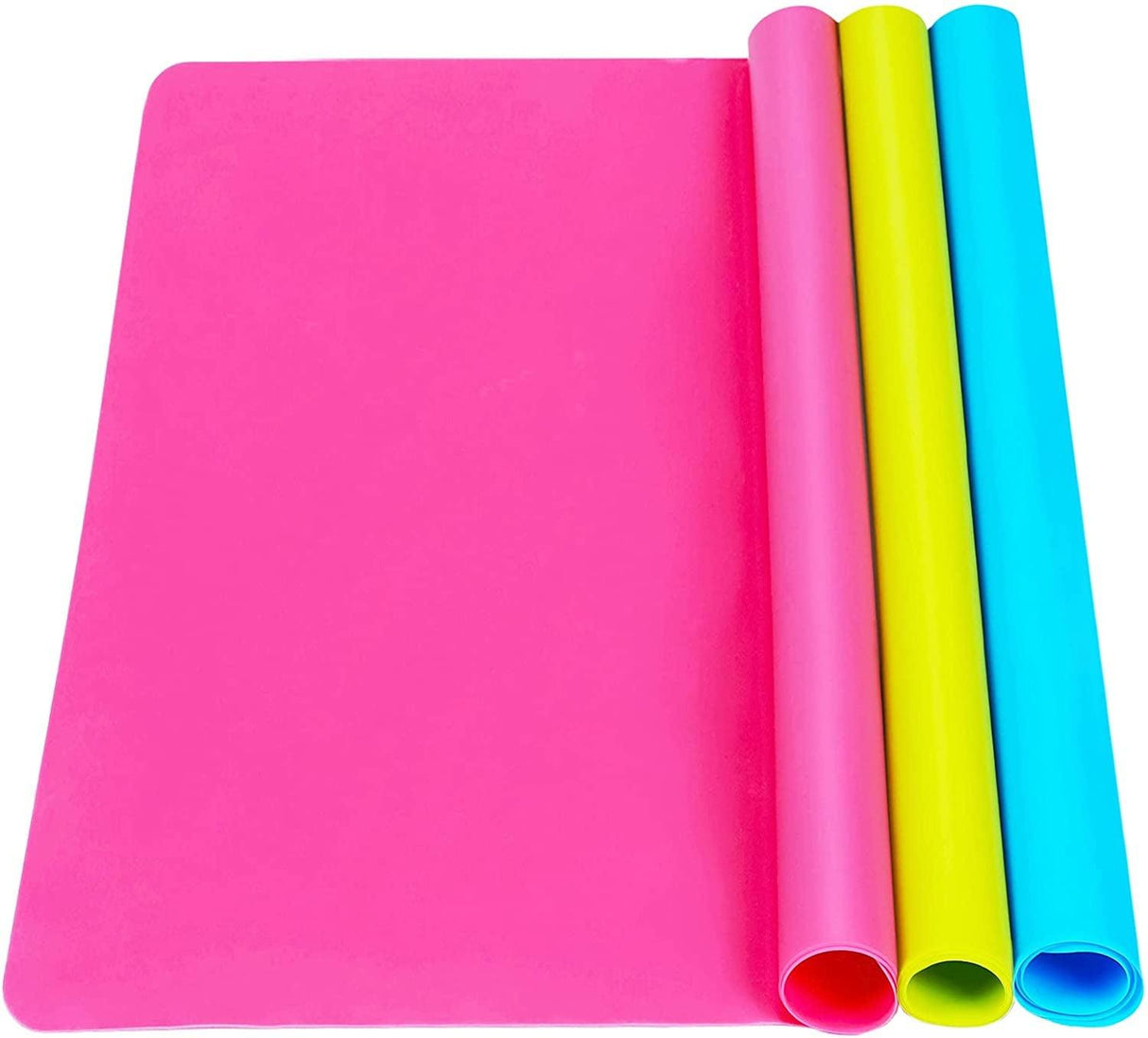 3 Pack Large Silicone Sheets for Crafts, Liquid, Resin Jewelry Casting Molds Mat, Silicone Placemat. 15.7” X 11.8” (Blue & Rose Red & Green) WoodArtSupply