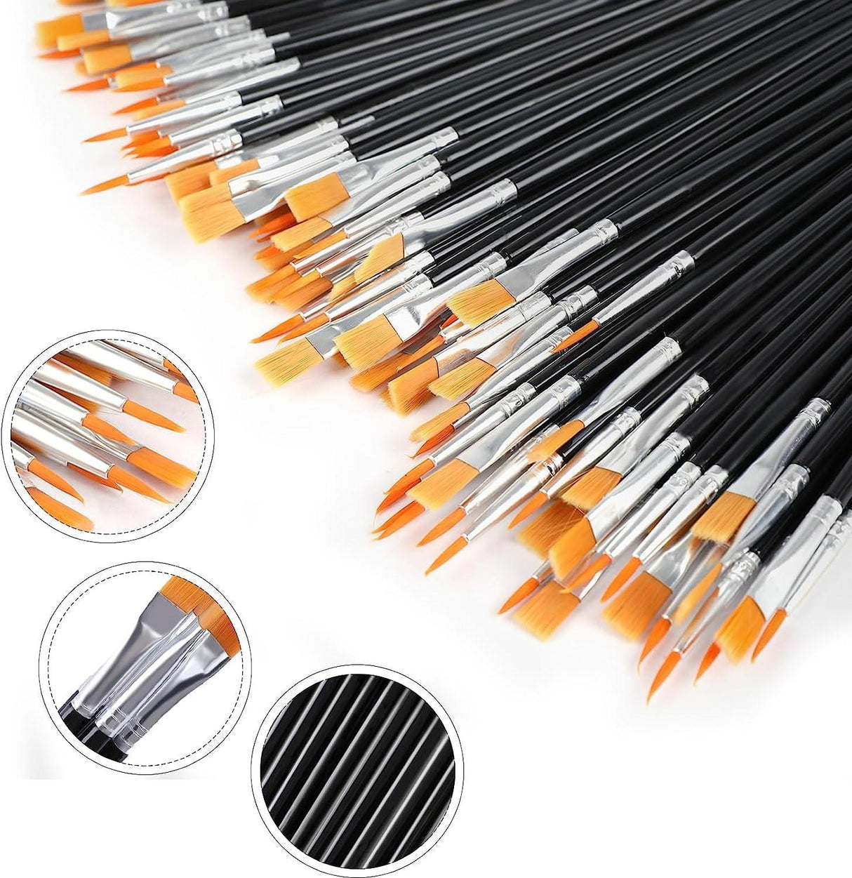 Paint Brushes Set,110Pcs Nylon Hair Brushes for Acrylic Oil Watercolor Artist Professional Painting Kits, Black WoodArtSupply