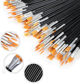 Paint Brushes Set,110Pcs Nylon Hair Brushes for Acrylic Oil Watercolor Artist Professional Painting Kits, Black WoodArtSupply