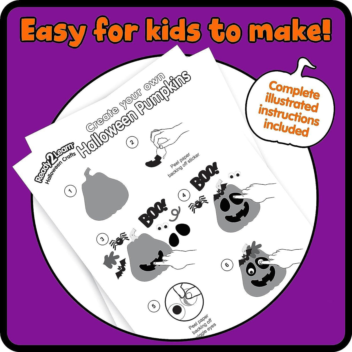 Create Your Own Halloween Pumpkins - Set of 4 - Halloween Crafts for Kids Ages 4-8 - DIY Party Favors, Ornaments, Magnets and Décor WoodArtSupply