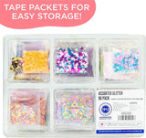 Assorted Glitter 90 Pack, Includes Fine, Neon Glitter, Shapes, Foil Glitter & More, Great for Resin Projects, Group Arts and Crafts, DIY Projects, WoodArtSupply