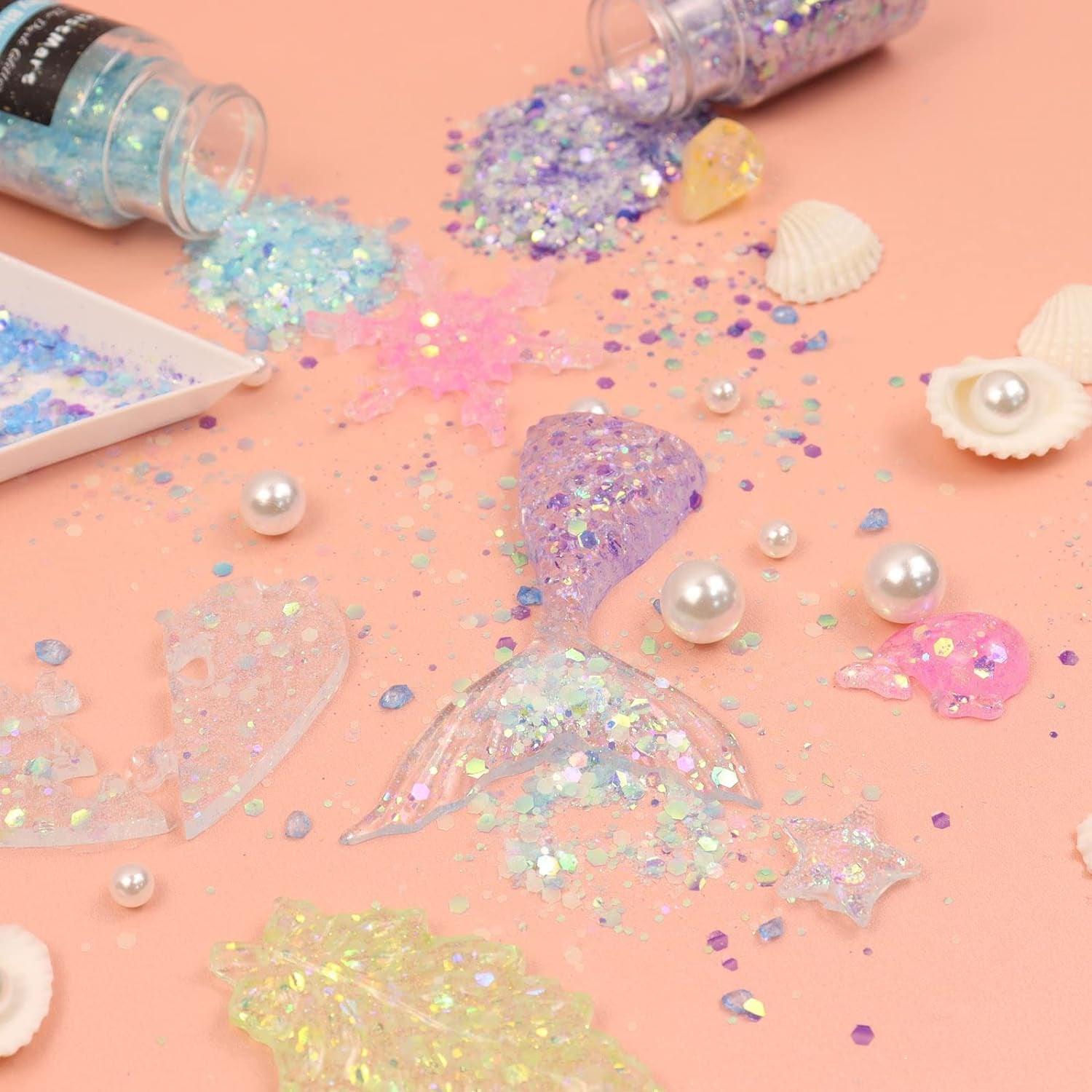 12 pack Neon Glitter + 1 glitter glue Chunky Cosmetic Holographic Glit