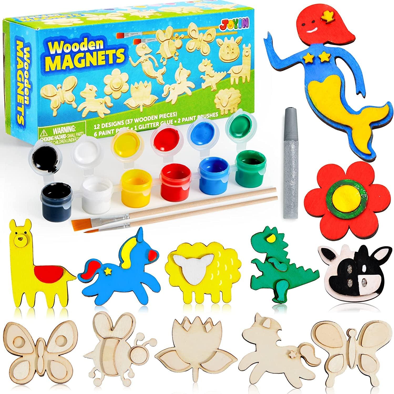 Wooden Magnets, Spring Arts & Crafts for Boys and Girls Ages 4+, Childrens Painting Craft Activities Kit WoodArtSupply