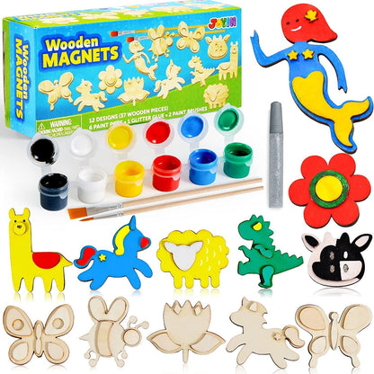 Wooden Magnets, Spring Arts & Crafts for Boys and Girls Ages 4+, Childrens Painting Craft Activities Kit - WoodArtSupply