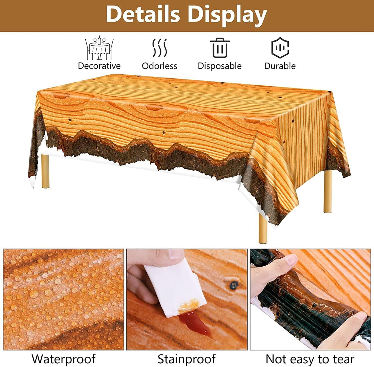 129 Pieces Hunting Birthday Party Supply Camping Party Plate Tablecloth Cup Napkins Wood Slice WoodArtSupply