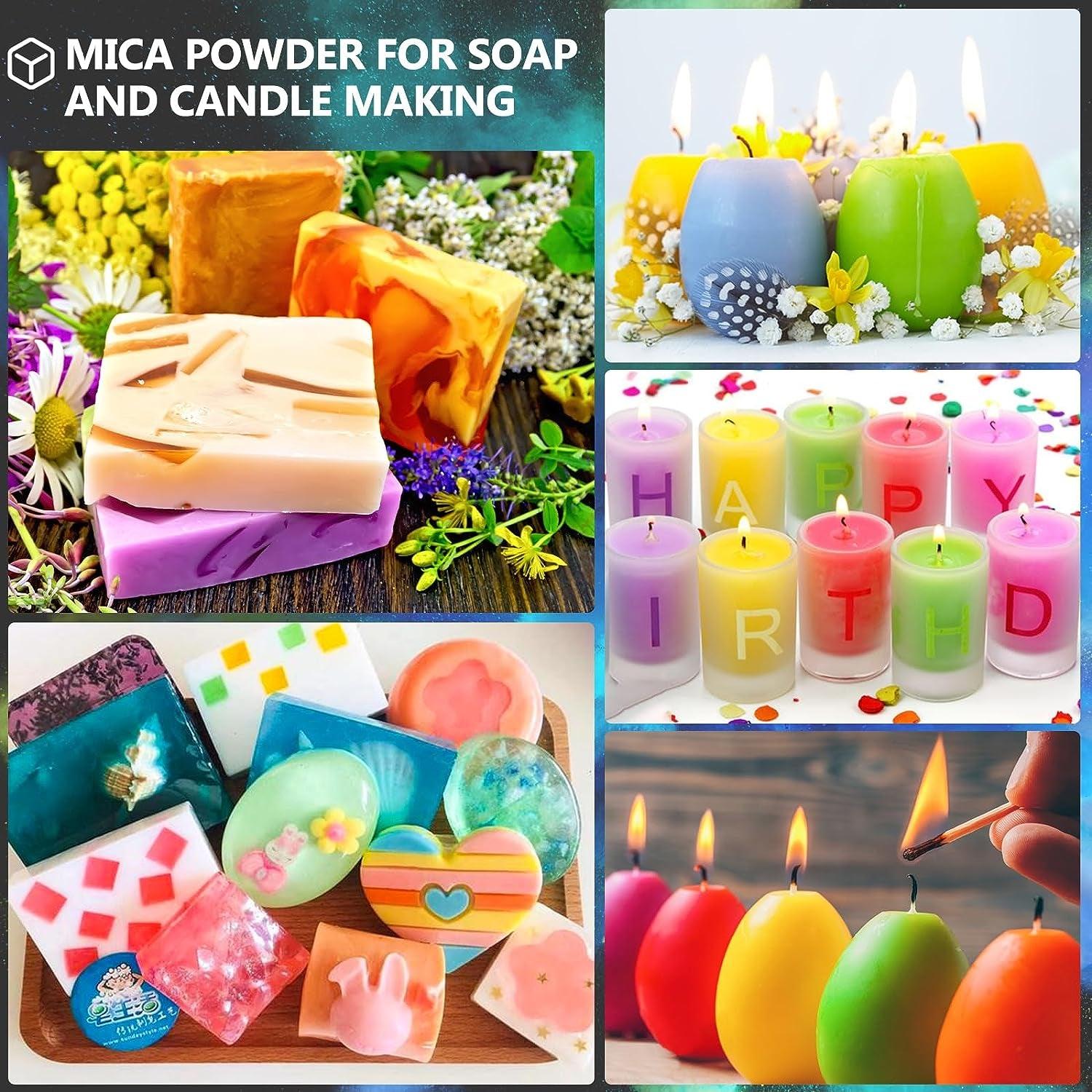 Mica Powder，36 Colors - 10G/Bottle of Natural Pigment Powder for Epoxy Resin，Soap Making，Candle Making,Lip Gloss,Car Freshies,Dye,Nail Polish,Bath WoodArtSupply