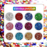 12 Box Crushed Glass Craft Glitter Fine for Resin Art, Small Broken Glass Pieces Irregular Metallic Crystal Chips Chunky Flakes Sequins for Nail Arts WoodArtSupply