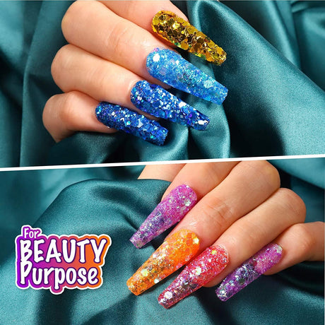 Holographic Chunky Glitter, 15 Colors Craft Glitter for Resin, with 5PCS Mixing Spoon, Cosmetic Glitter for Nail Body Eye Face, Resin Glitter Flakes WoodArtSupply