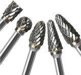 Double Cut Carbide Rotary Burr Set - 10 Pcs 1/8" Shank, 1/4" Head Length Tungsten Steel for Woodworking,Drilling, Metal Carving, Engraving, Polishing WoodArtSupply