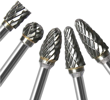 Double Cut Carbide Rotary Burr Set - 10 Pcs 1/8" Shank, 1/4" Head Length Tungsten Steel for Woodworking,Drilling, Metal Carving, Engraving, Polishing WoodArtSupply