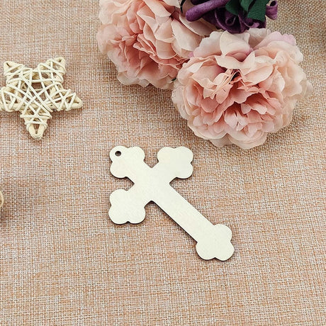 20Pcs Cross Wood DIY Crafts Cutouts Wooden Cross Shaped Hanging Ornaments with Hole Hemp Ropes Gift Tags for Easter Birthday Party Decorations WoodArtSupply