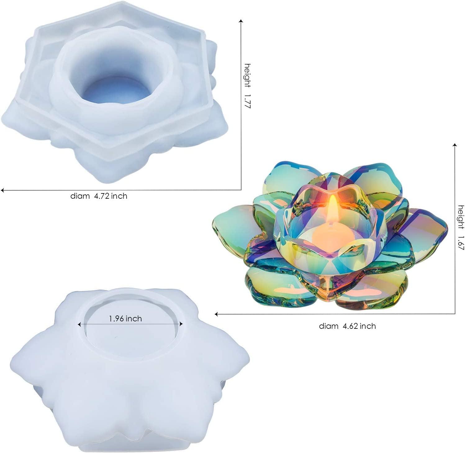 Lotus Tealight Candles Holders Resin Mold, Flower Candlestick Epoxy Casting Silicone Molds for DIY Jewelry Box, Trinket Container, Candy Box Home Table Decoration - WoodArtSupply