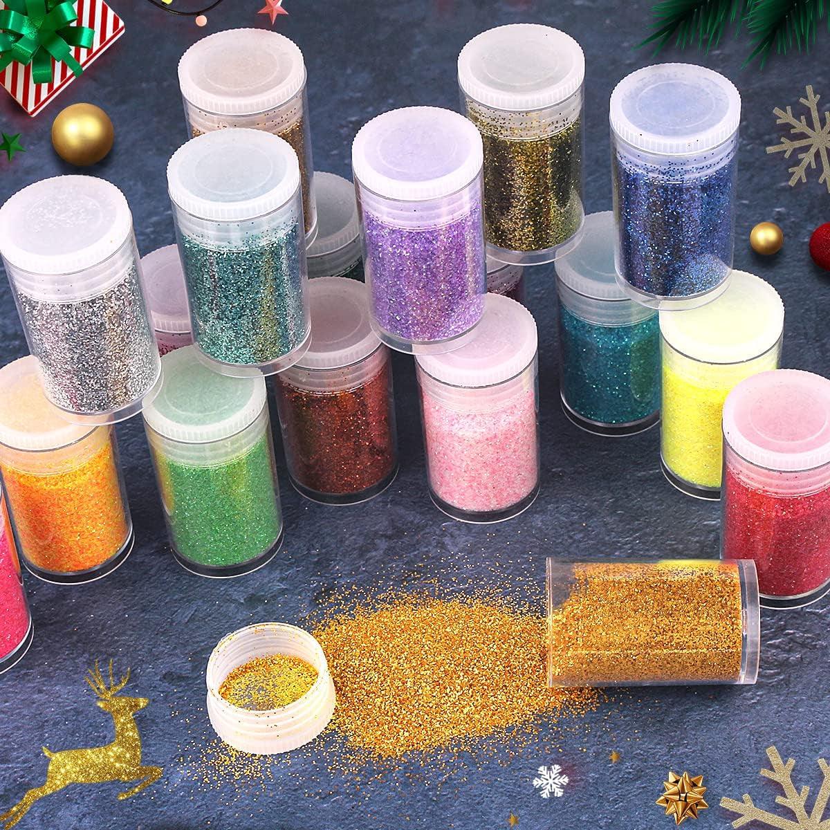 Ultra Fine Glitter 45 Colors Set, Holographic Glitter Powder for Tumblers, Arts and Craft Glitter, Iridescent Glitter for Epoxy Resin, Cosmetic Glitter for Body Nail Face Hair Eyeshadow Makeup - WoodArtSupply