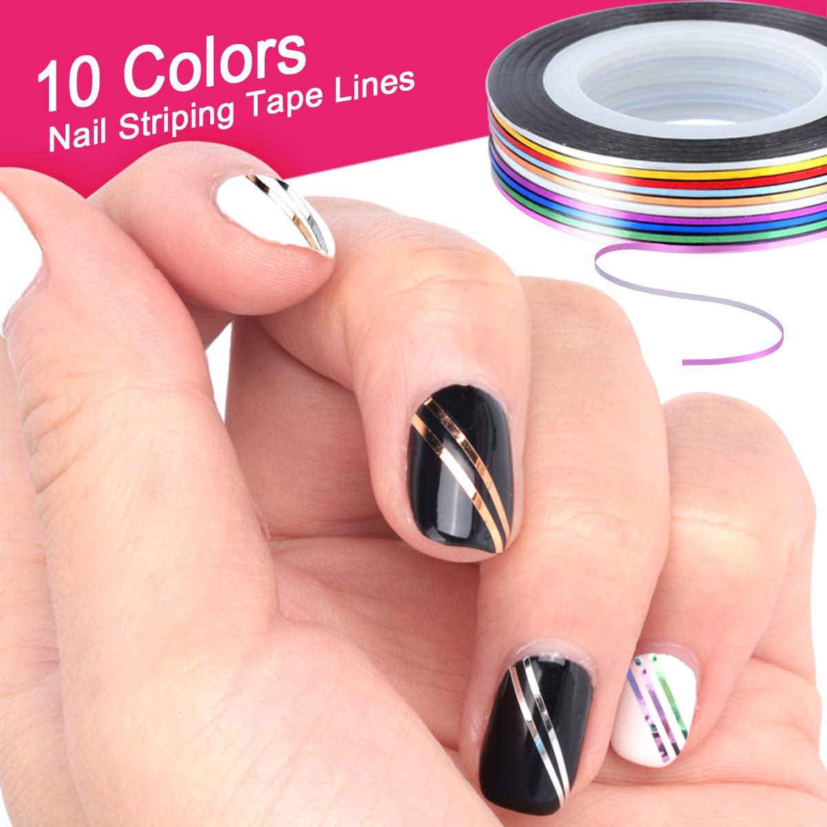 Nail Art Brush, 3D Nail Art Decorations Kit with Nail Pen Designer Dotting Tools Colors Holographic - WoodArtSupply