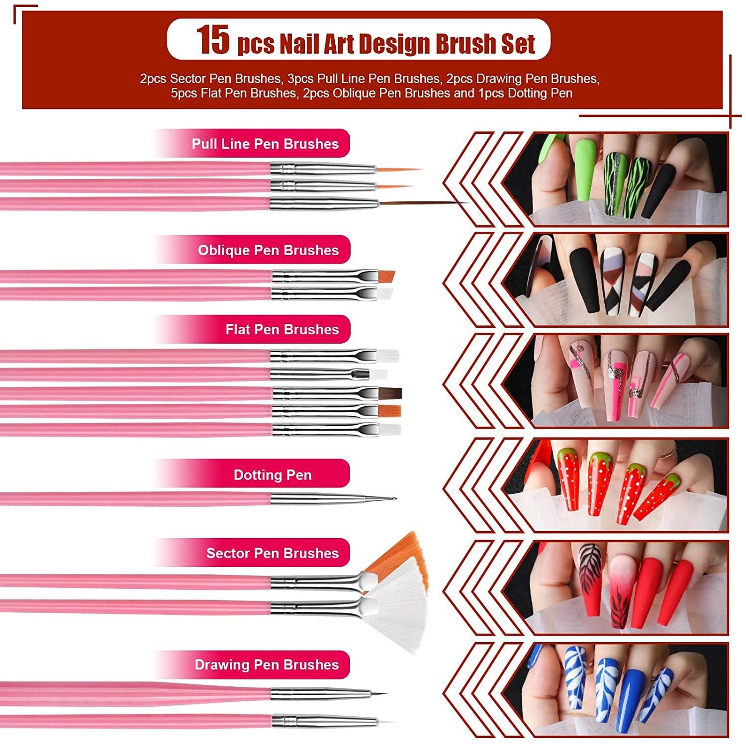 Glitter & Sticker, Nail Art Brushes for Beginners Nail Dotting Tool WoodArtSupply