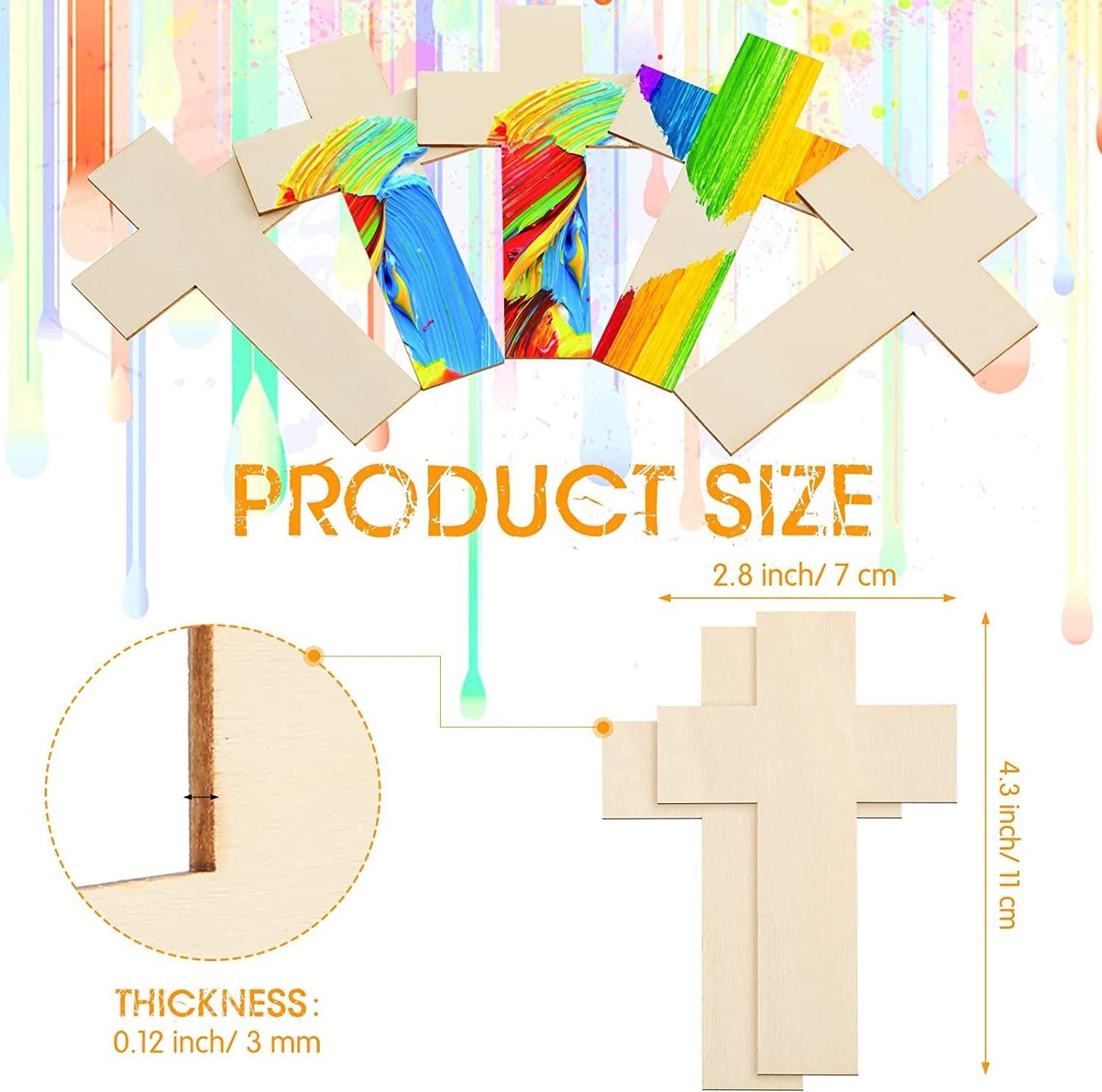 100 Pack Blank Wooden Cross Unfinished Cross Shaped Wood Cutouts for Crafts Wood Cross for DIY Projects Sunday School Church Home Decoration Ornaments, 11 X 7 Cm/ 4.3 X 2.8 Inches - WoodArtSupply