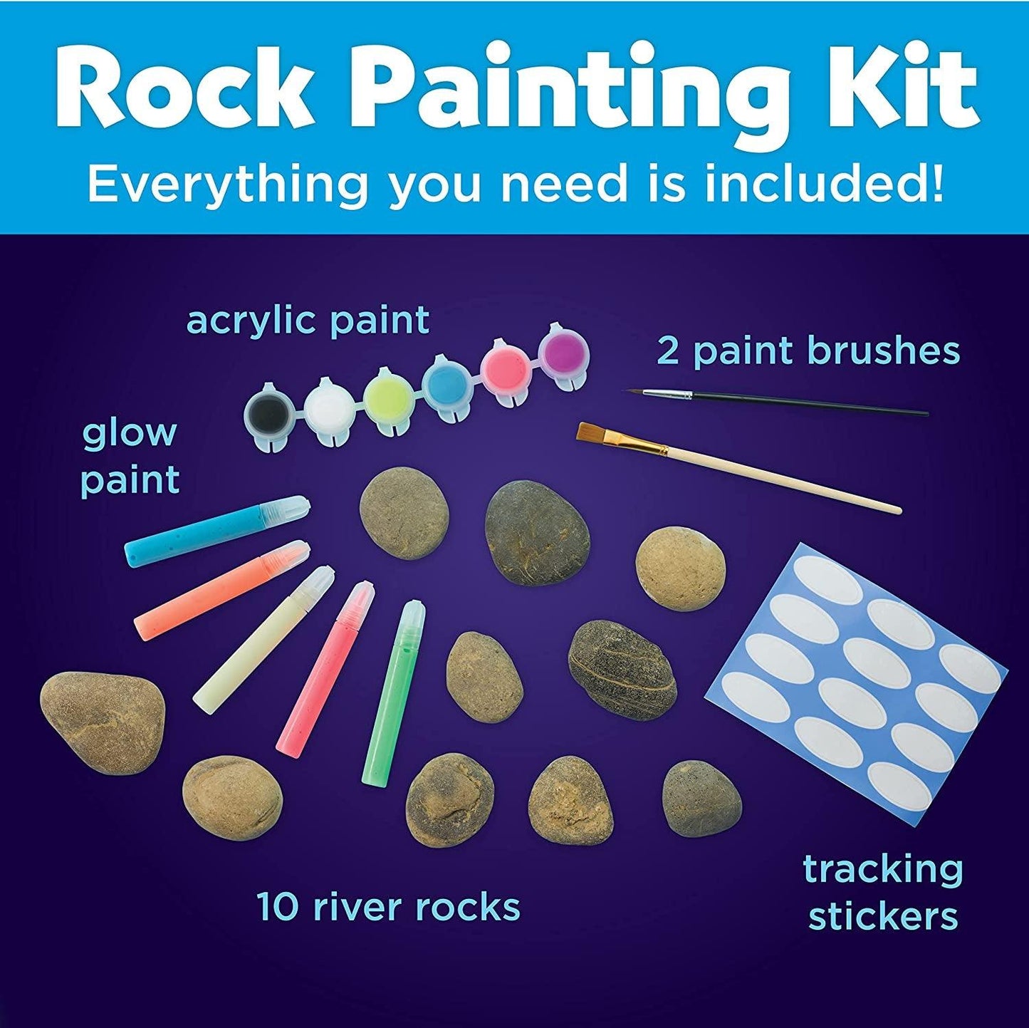 Creativity for Kids Glow in the Dark Rock Painting Kit - Painting Rocks Craft, Arts and Crafts - WoodArtSupply