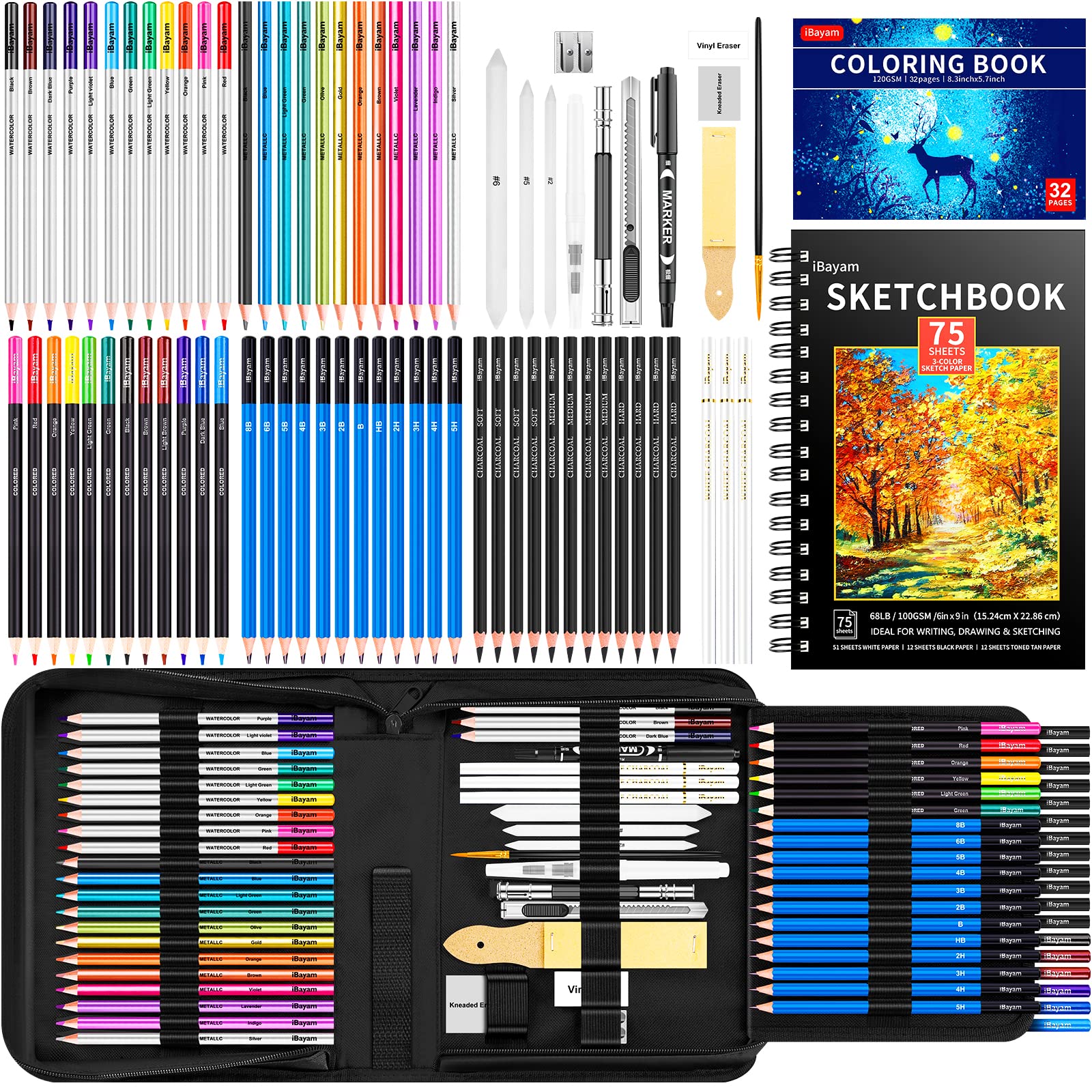 iBayam 18 Color Fineliner Pen & 78-Pack Drawing Set - WoodArtSupply