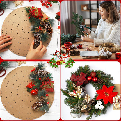 Thyle 6 Pcs Round Wreath Boards with Holes Wooden Summer Wreath Flower Boards Wood Ring Wreath Frame Supplies with 100 Nylon Cable Ties for DIY - WoodArtSupply