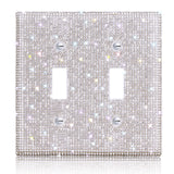 Shiny Rhinestones Wall Plate Cover Switch Cover Outlet Covers Wall Plate Cover Switch Cover Decorative Bling Switch Cover (Silver,2-Gang Toggle) Yookeer