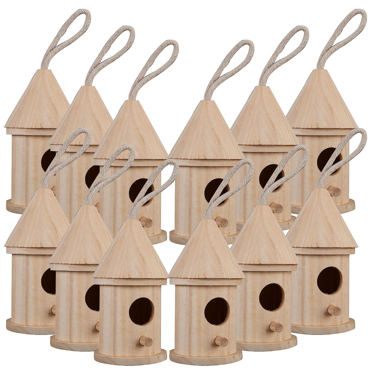 5" Wooden Hut Birdhouse by Make Market - Unfinished Birdhouse Made of 100% Wood, Outdoor Nesting Boxes - Bulk 12 Pack Make Market