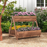 CLEEMAN Vertical Raised Garden Bed, Tiered Wooden Flower Bed with 3 Planter Boxes and 6 Drainage Holes for Vegetable, Flower, Fruit, Indoor Outdoor CLEEMAN