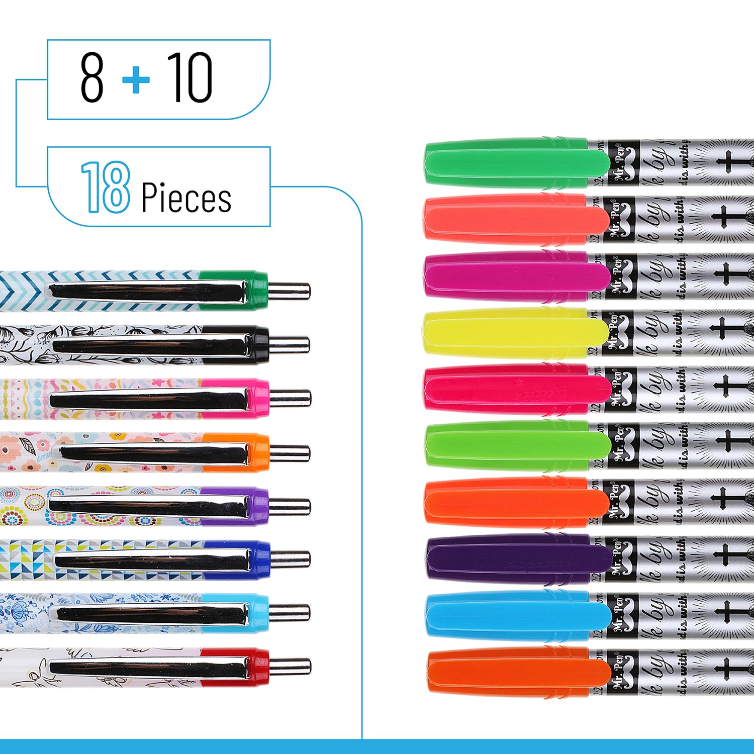 Mr. Pen- Bible Journaling Kit, 18 Pack (10 Bible Gel Highlighter, 8 Bible Pens), Bible Highlighters and Pens No Bleed, Gel Highlighters, Bible Pens, Mr. Pen