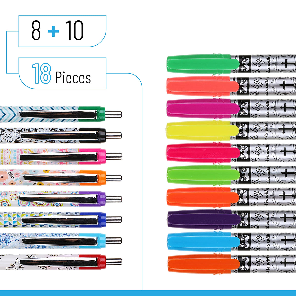 Mr. Pen- Bible Journaling Kit, 18 Pack (10 Bible Gel Highlighter, 8 Bible Pens), Bible Highlighters and Pens No Bleed, Gel Highlighters, Bible Pens, Mr. Pen