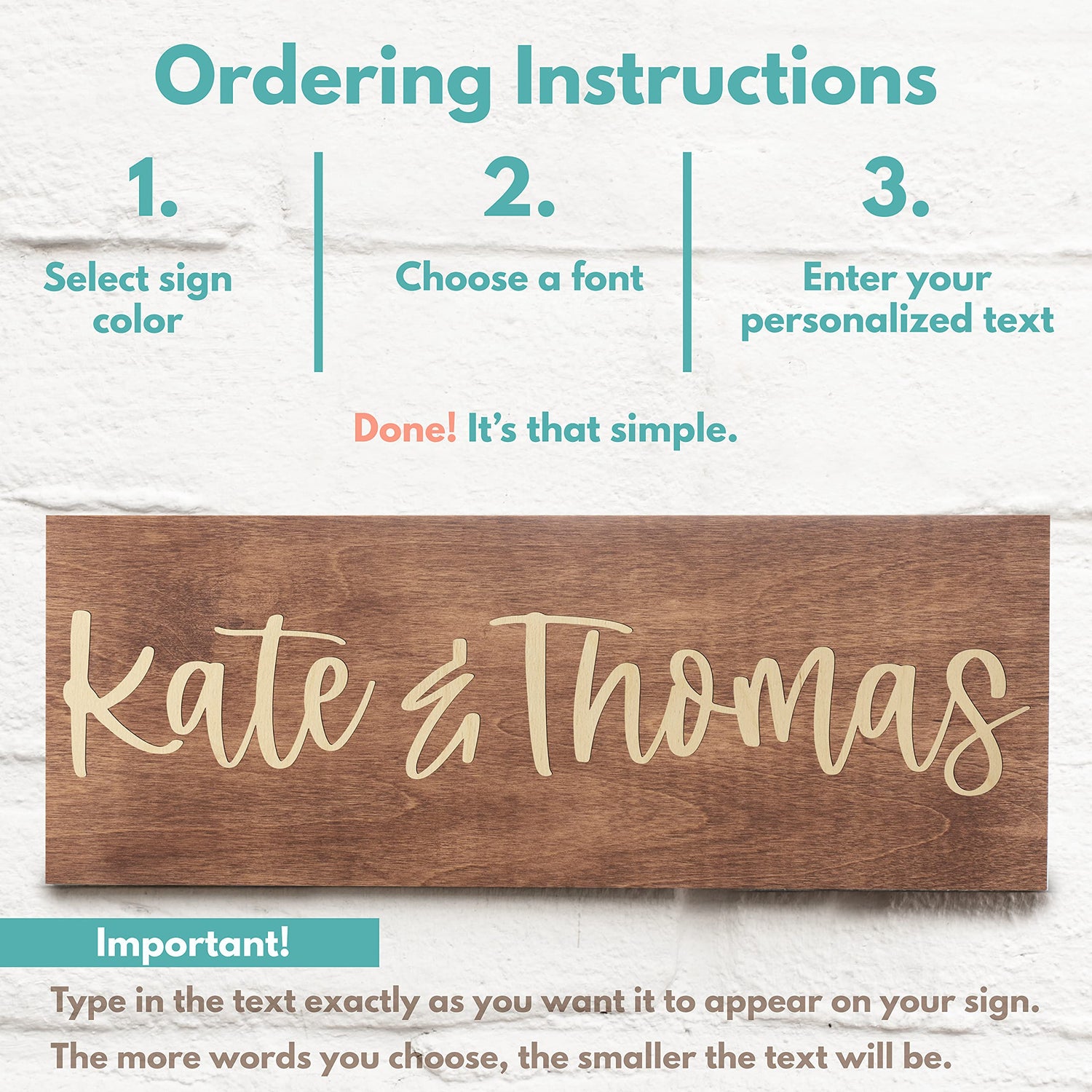 Custom Wood Sign, Personalized Wooden Name Sign w/Text, 10 Fonts, 5 Wooden Colors - 15" x 6"- Rustic Wall Decor Customization Mill