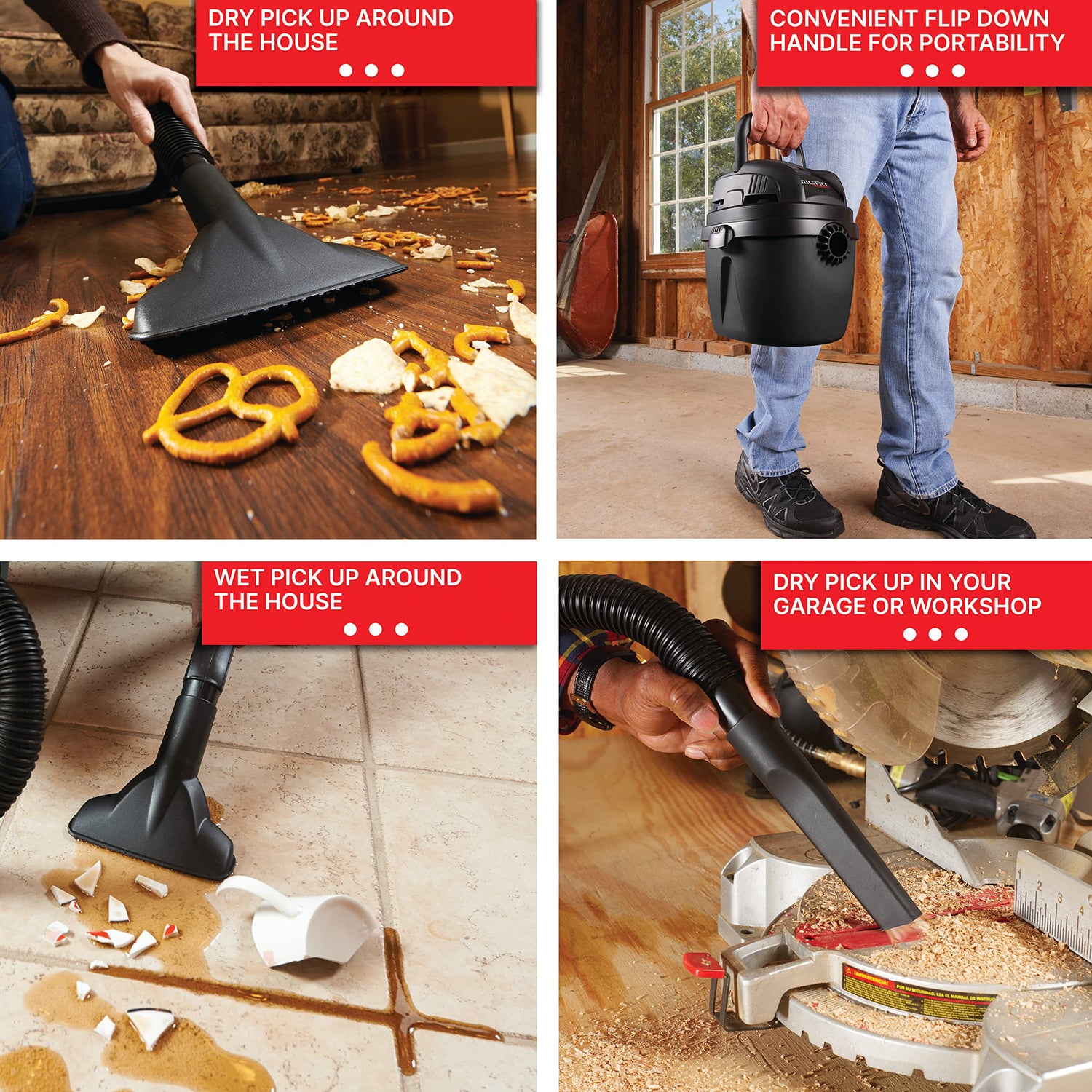 Shop-Vac 2021005, Micro Wet Dry Vacuum, 1 Gallon, 1.25 in Diameter x 4 Ft Hose, 50 CFM, (1 Pack) Shop-Vac