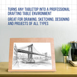 U.S. Art Supply Large 18-1/2" Wide x 14-1/8" (A3) Tall Artist Adjustable Wood Drawing Board Bundle with 11" x 14" Side Spiral Bound - 60lb Sketch U.S. Art Supply