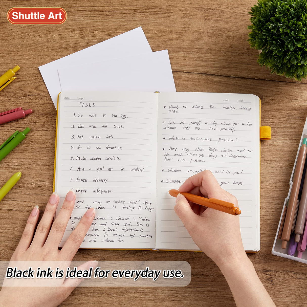 Shuttle Art Ballpoint Pens, 15 Pack Vintage Retractable Black Ink Ball Point Pens, Cute Pens 1.0mm Medium Point Quick Drying for Writing Journaling Shuttle Art