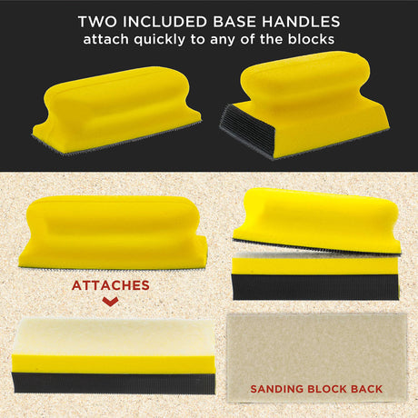 Dura-Gold 12-Piece Contoured Profile 4" Hand Sanding Block Set with 40 Sheet Hook & Loop Sandpaper Kit - Interchangeable Assorted Convex & Concave Dura-Gold