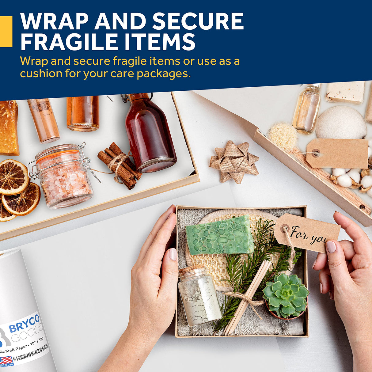 Bryco Goods Arts and Crafts Paper Roll - Thick Craft Paper for Painting - Wall Decor - Easel Use - Longevity on Bulletin Boards - Gift Wrapping - Bryco Goods