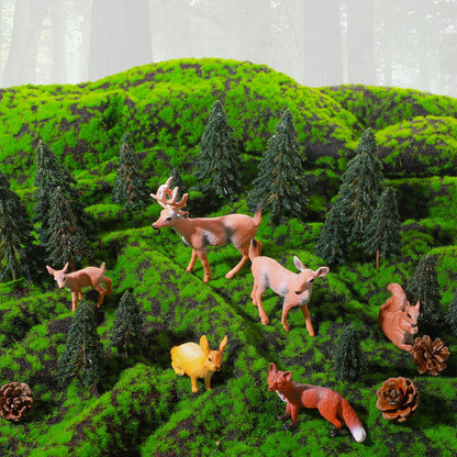 26 Pcs Forest Woodland Figurines Toys Model Trees Kit with Deer Figurine Squirrel Toy Playset Cake Toppers for Kids Toddlers Birthday Party - WoodArtSupply