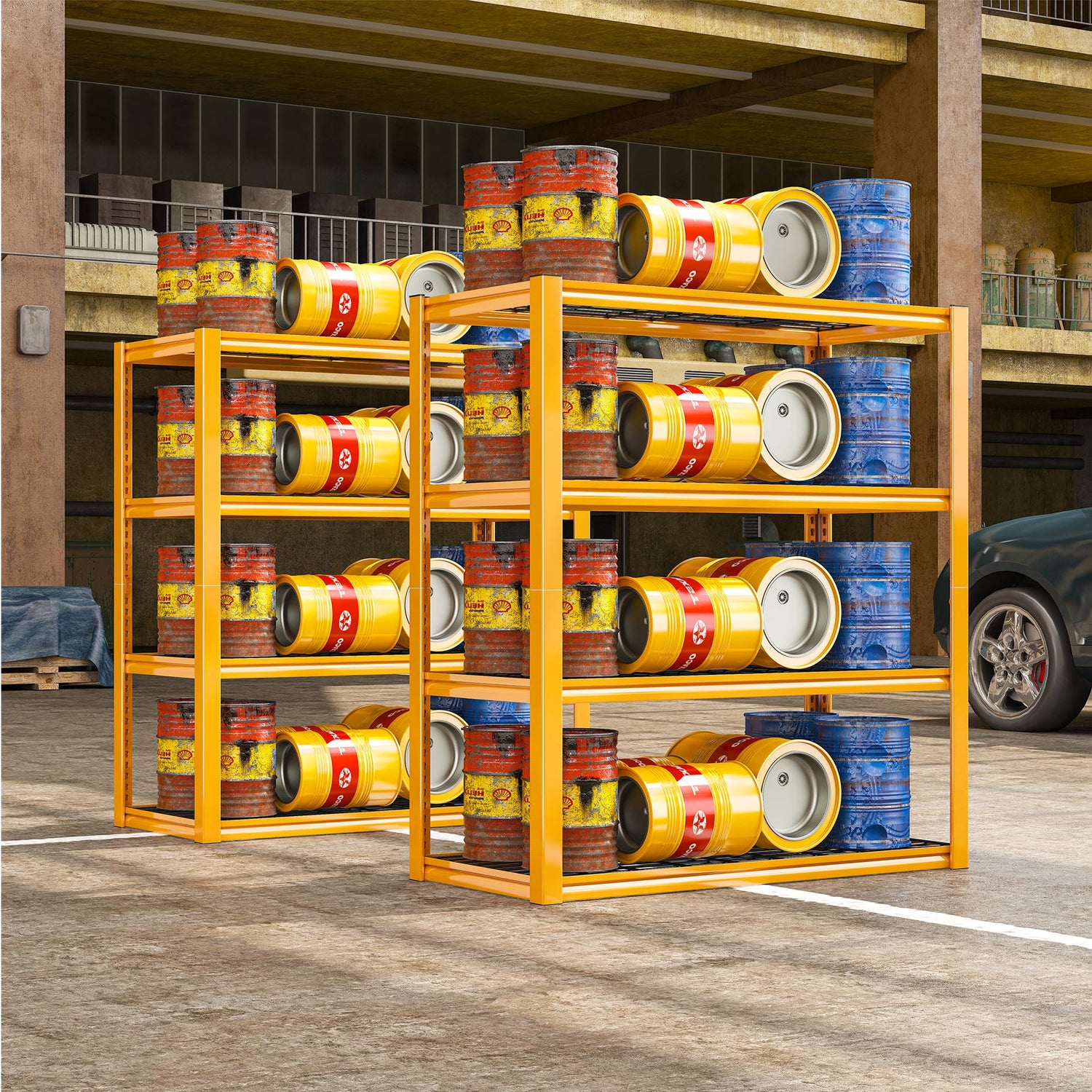 REIBII 40"W Garage Shelving Heavy Duty Loads 2240LBS Garage Storage Shelves Heavy Duty Shelving 4-Tier Adjustable Metal Shelves for Storage Rack REIBII