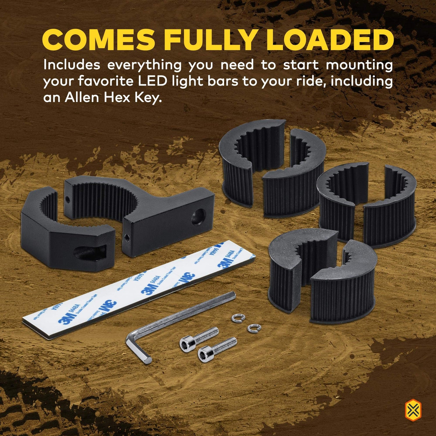 Off-Road Light Mounting Bracket Bar Clamp Kits [1"/1.5"/1.75"/2" Inch] [Horizontal Bar] [Aluminium] [2 Units] Bull Roll Cage Clamps Mount For ATV UTV LAMPHUS