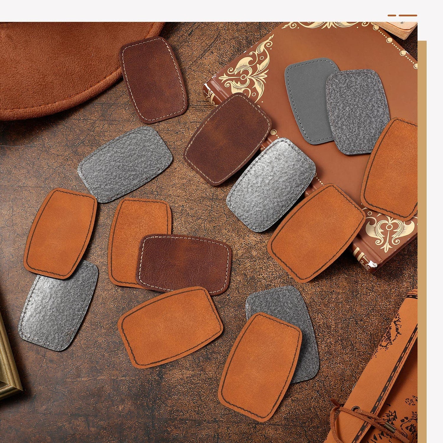 60 Pcs Blank Leatherette Hat Patches with Adhesive Rustic Leatherette Rounded Rectangle Patch Faux Leather Patches for Hats Costumes Fabric Repair Dunzy